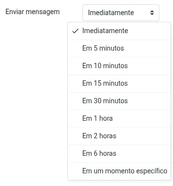 Definição de data e horário para agendar o envio no Webmail