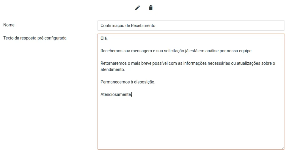 Criação de uma resposta pré-configurada no Webmail